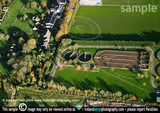 Aerial view of a water treatment plant in Ballincollig