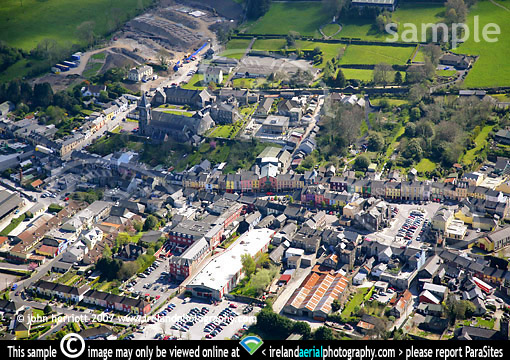 aerial of Macroom on a sunny April afternoon